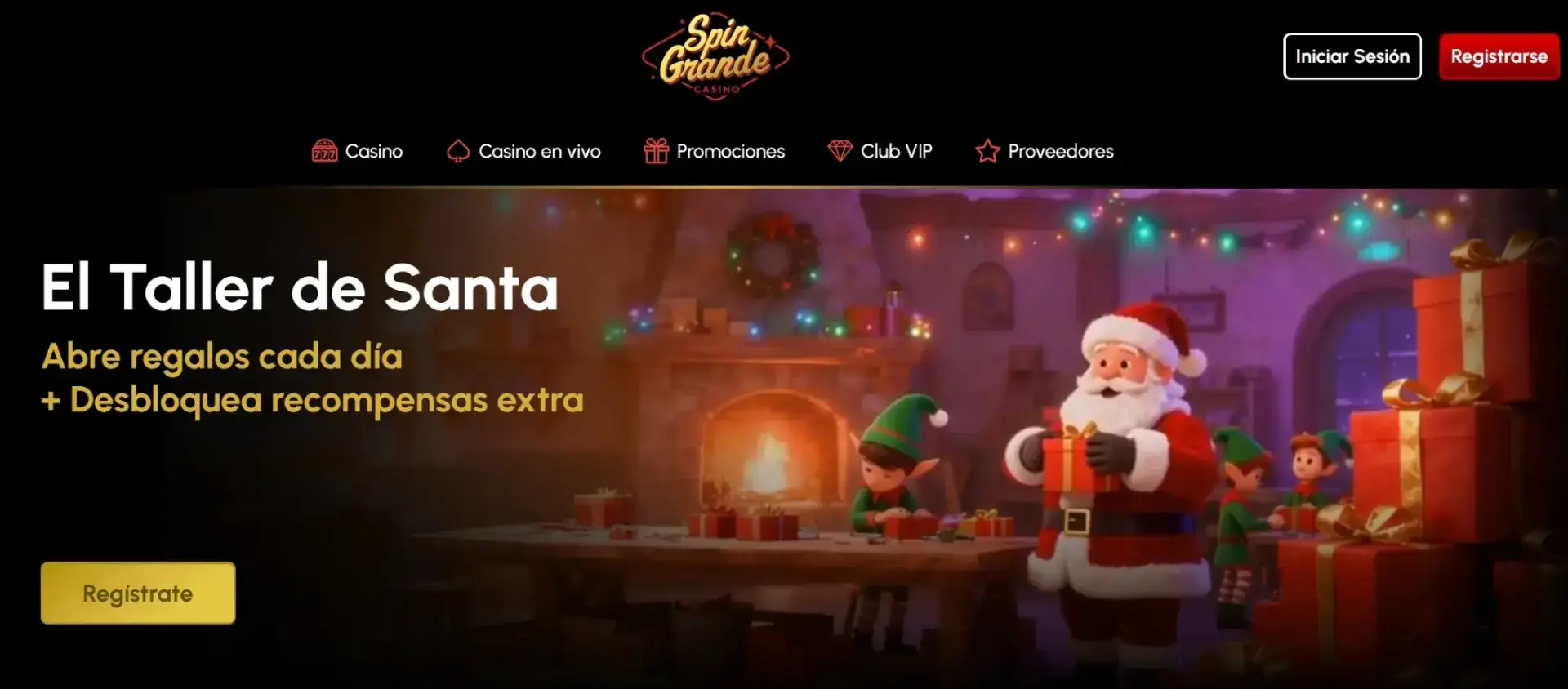 SpinGrande Casino - Taller de Santa promoción navideña con regalos