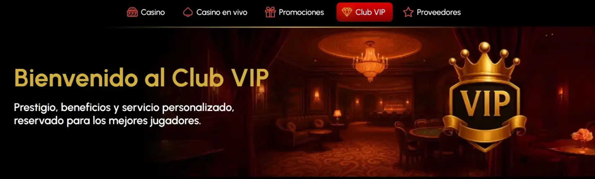 Club VIP SpinGrande - Sala exclusiva con corona VIP dorada